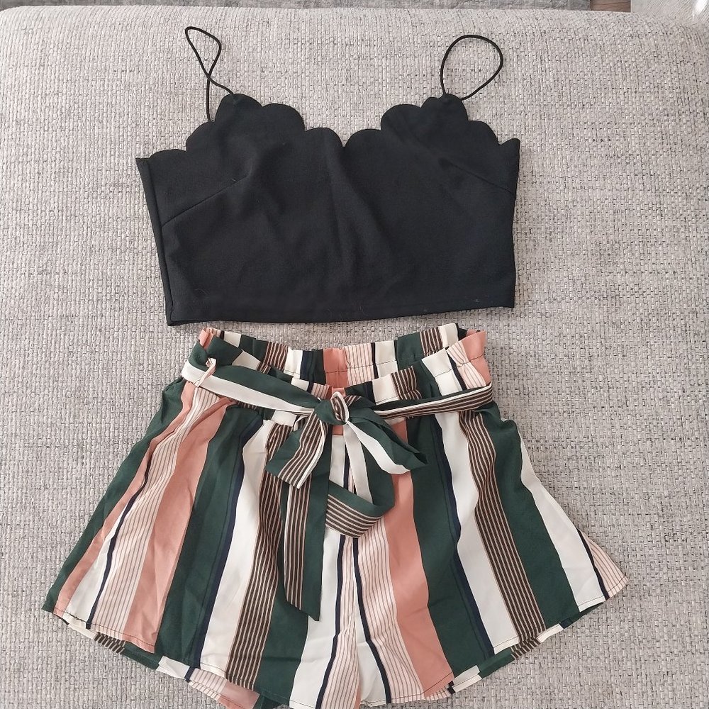 SHEIN VCAY Colorblock Striped Slip Romper